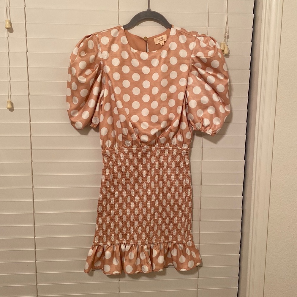 Camila Coelho Polka Dot Smocked Dress